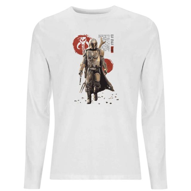 Star Wars The Mandalorian Mando'a Script Men's Long Sleeve T-Shirt - White - L on Productcaster.