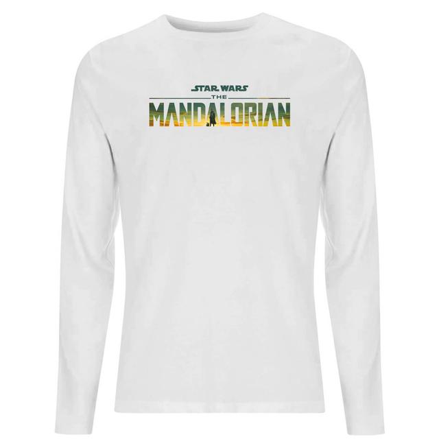 Star Wars The Mandalorian Sunset Logo Men's Long Sleeve T-Shirt - White - L on Productcaster.