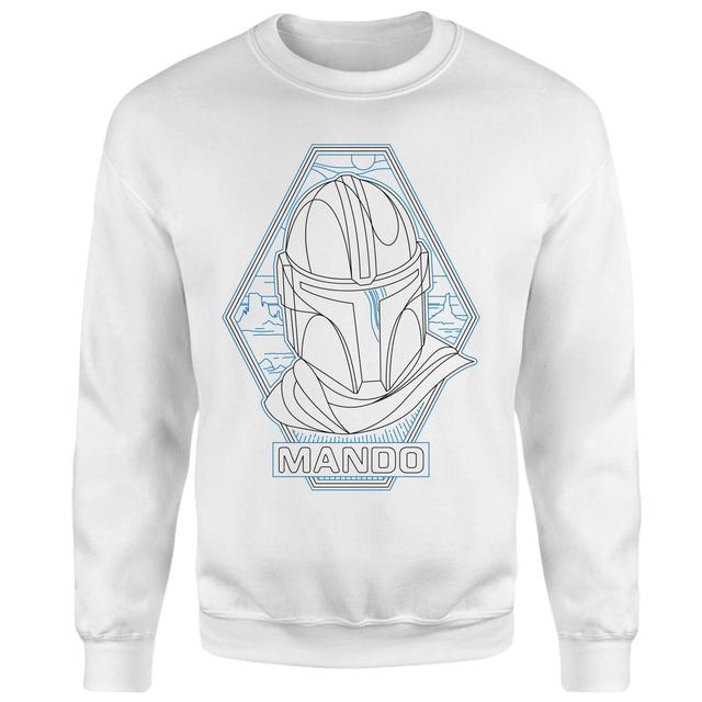 Star Wars The Mandalorian Mando Line Art Badge Jumper - White - S on Productcaster.