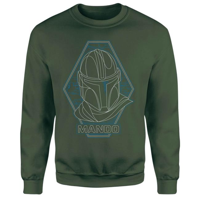 Star Wars The Mandalorian Mando Line Art Badge Sweatshirt - Green - M on Productcaster.