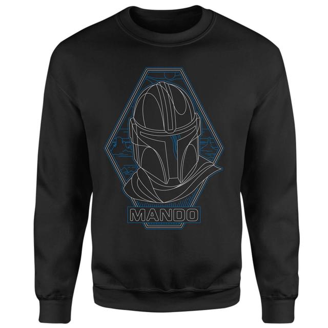 Star Wars The Mandalorian Mando Line Art Badge Jumper - Black - XS on Productcaster.