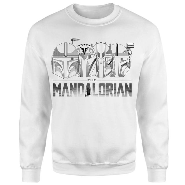 Star Wars The Mandalorian Helmets Line Art - Light Base Sweatshirt - White - S on Productcaster.