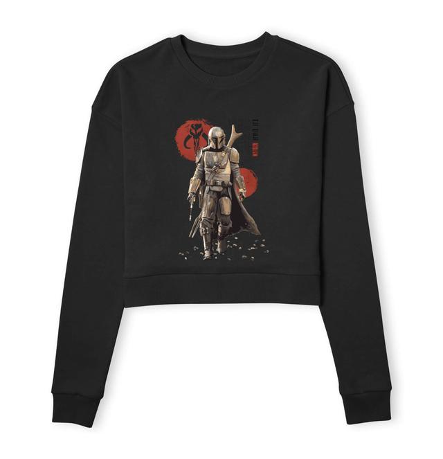 Star Wars The Mandalorian Mando'a Script Women's Cropped Sweatshirt - Black - XL on Productcaster.