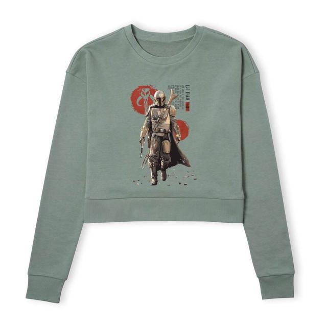 Star Wars The Mandalorian Mando'a Script Women's Cropped Sweatshirt - Khaki - XS on Productcaster.