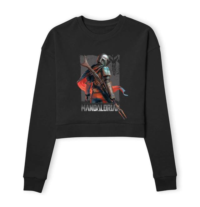 Star Wars The Mandalorian Colour Edit Women's Cropped Sweatshirt - Black - XS on Productcaster.