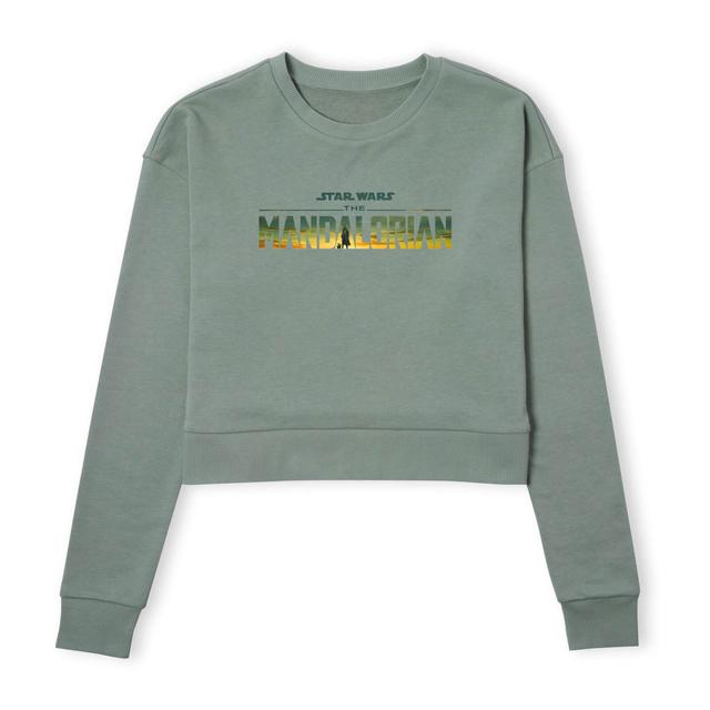 Star Wars The Mandalorian Sunset Logo Women's Cropped Sweatshirt - Khaki - S on Productcaster.