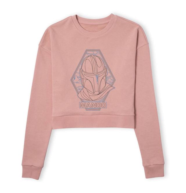 Star Wars The Mandalorian Mando Line Art Badge Women's Cropped Sweatshirt - Dusty Pink - M on Productcaster.