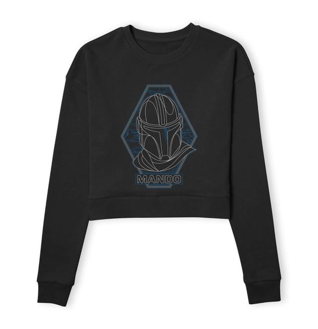 Star Wars The Mandalorian Mando Line Art Badge Women's Cropped Sweatshirt - Black - M on Productcaster.