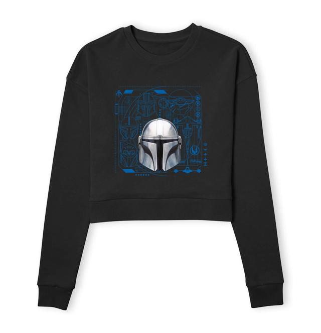 Star Wars The Mandalorian Schematics Women's Cropped Sweatshirt - Black - XL on Productcaster.