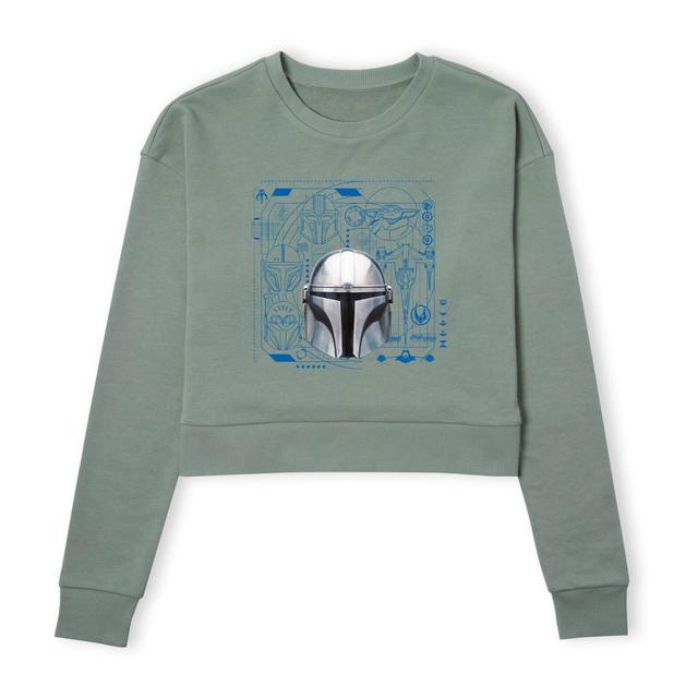 Star Wars The Mandalorian Schematics Women's Cropped Sweatshirt - Khaki - XXL on Productcaster.