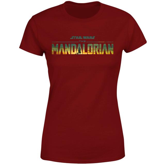 Star Wars The Mandalorian Sunset Logo Women's T-Shirt - Burgundy - S on Productcaster.