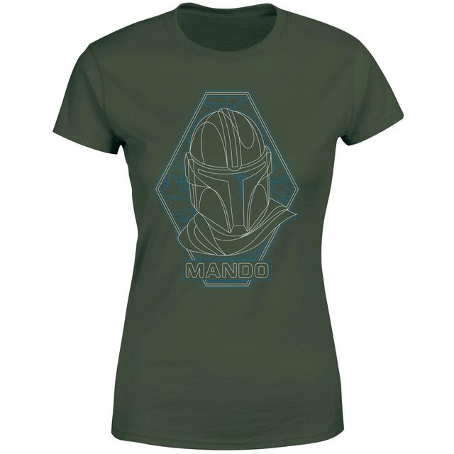 Star Wars The Mandalorian Mando Line Art Badge Women's T-Shirt - Green - XXL on Productcaster.