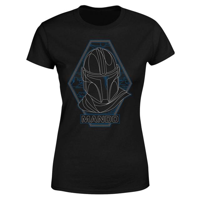 Star Wars The Mandalorian Mando Line Art Badge Women's T-Shirt - Black - S on Productcaster.