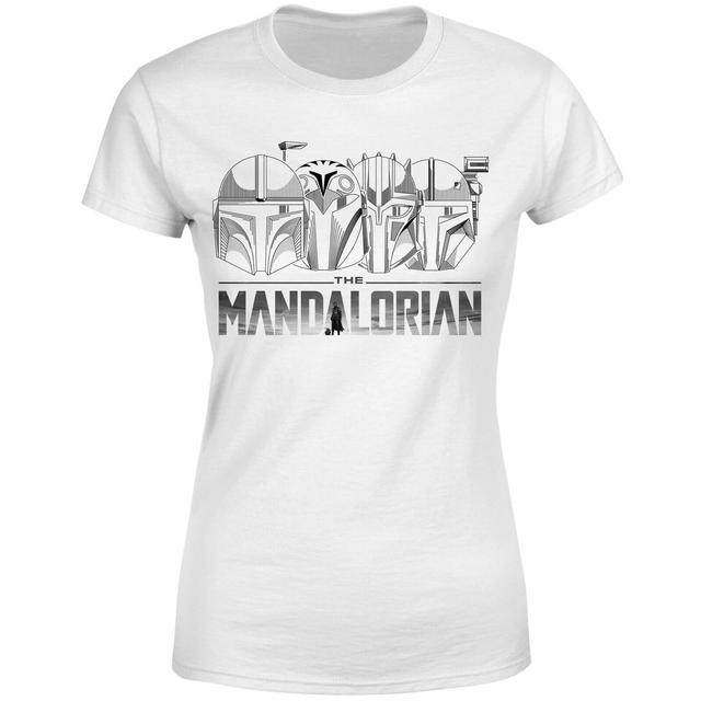 Star Wars The Mandalorian Helmets Line Art - Light Base Women's T-Shirt - White - XL on Productcaster.