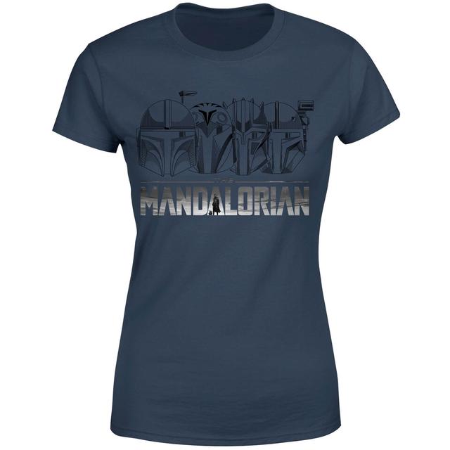 Star Wars The Mandalorian Helmets Line Art - Light Base Women's T-Shirt - Navy - XS on Productcaster.