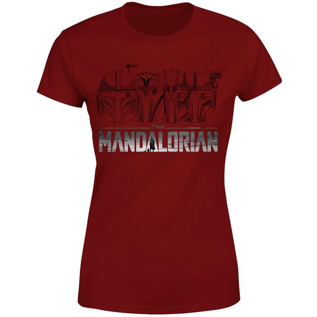 Star Wars The Mandalorian Helmets Line Art - Light Base Women's T-Shirt - Burgundy - M on Productcaster.