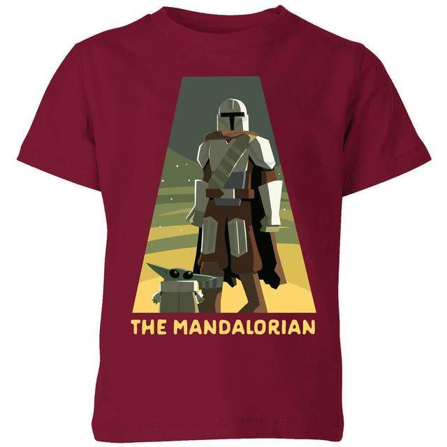 Star Wars The Mandalorian Artistic Pose Kids' T-Shirt - Burgundy - 7-8 Jahre on Productcaster.