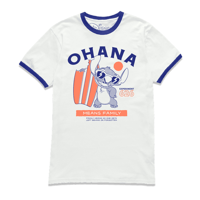 Lilo & Stitch Ohana Ringer T-Shirt - White Navy - XXL - White Navy on Productcaster.