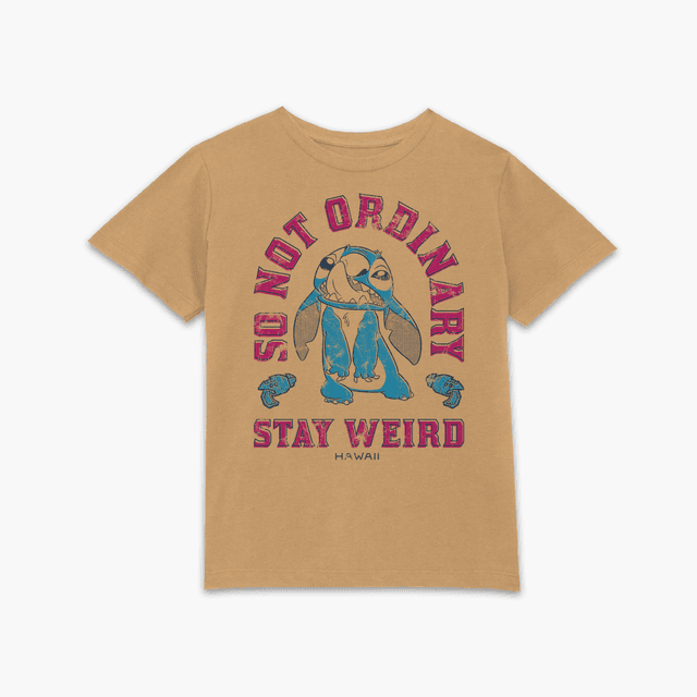 Lilo & Stitch Stay Weird Kids' T-Shirt - Tan - 5-6 Jahre - Tan on Productcaster.