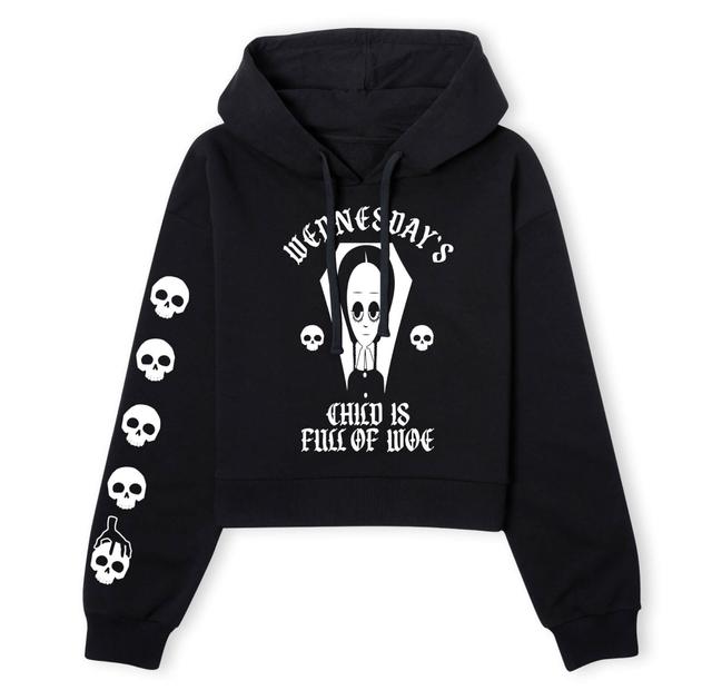 The Addams Family Wednesday's Child Is Full Of Woe Women's Cropped Hoodie - Black - XXL - Svart on Productcaster.