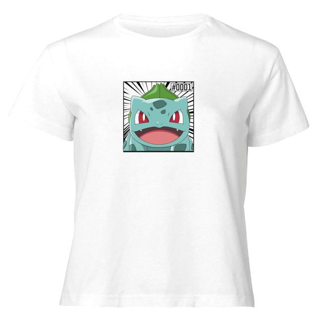 Pokémon Pokédex Bulbasaur #0001 Women's Cropped T-Shirt - White - XS on Productcaster.