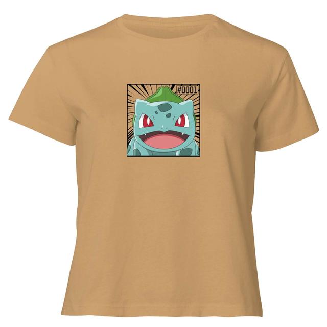 Pokémon Pokédex Bulbasaur #0001 Mujer Camiseta Cropped - Tostado - XS on Productcaster.