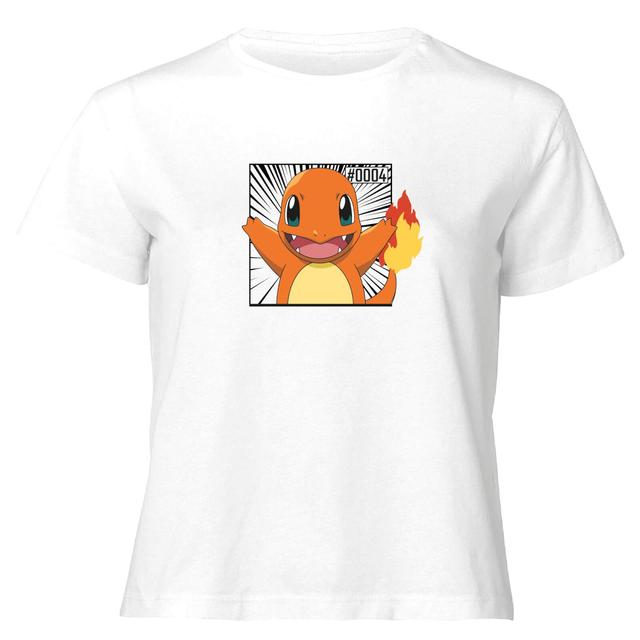 Pokémon Pokédex Charmander #0004 Mujer Camiseta Cropped - Blanco - S on Productcaster.