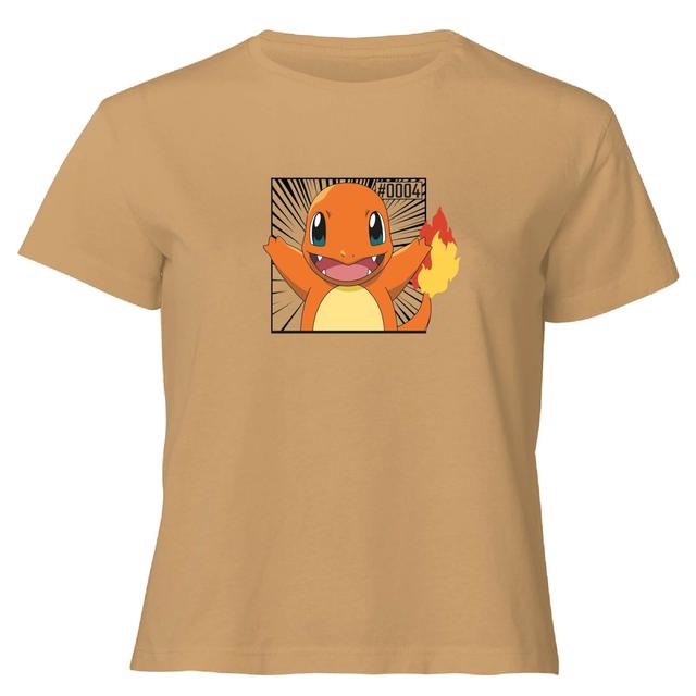 Pokémon Pokédex Charmander #0004 Mujer Camiseta Cropped - Tostado - M on Productcaster.