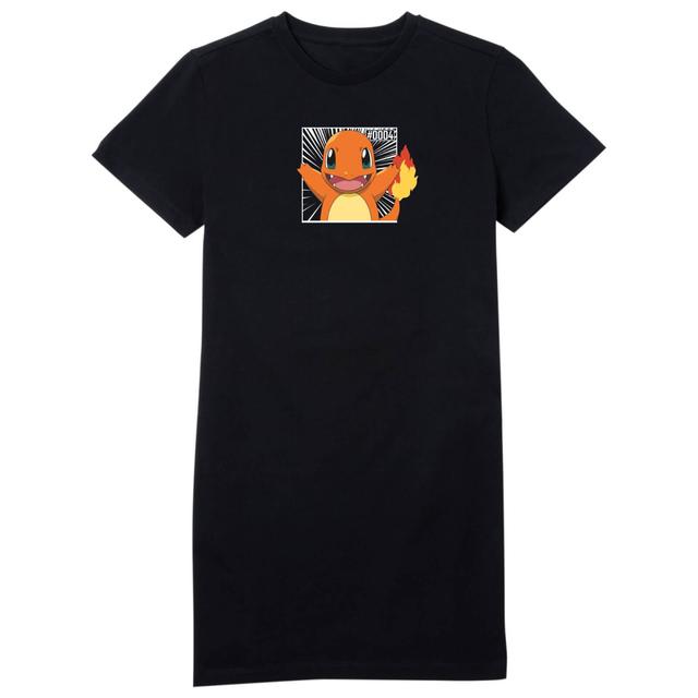 Pokémon Pokédex Charmander #0004 Women's T-Shirt Dress - Black - M on Productcaster.