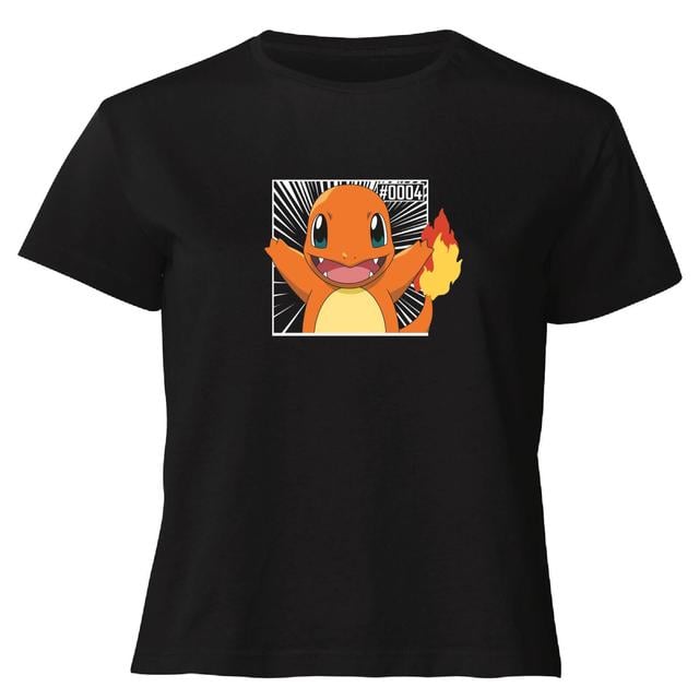 Pokémon Pokédex Charmander #0004 Mujer Camiseta Cropped - Negro - S on Productcaster.