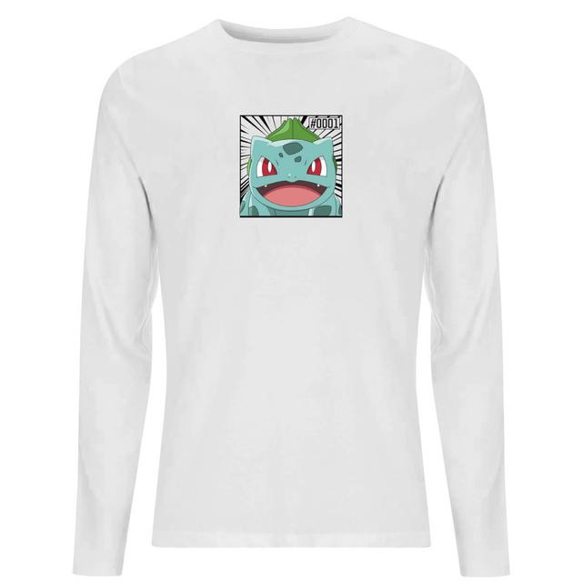 Pokémon Pokédex Bulbasaur #0001 Hombre Long Sleeve Camiseta - Blanco - XS on Productcaster.