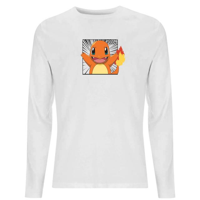 Pokémon Pokédex Charmander #0004 Hombre Long Sleeve Camiseta - Blanco - S on Productcaster.