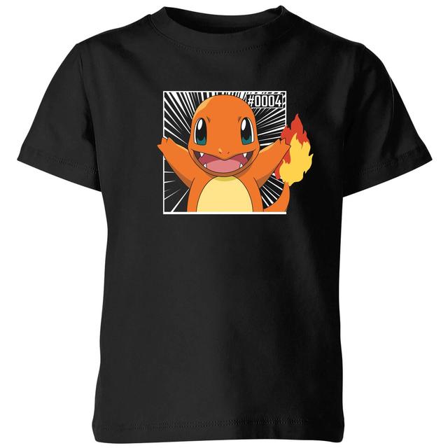 Pokémon Pokédex Glumanda #0004 Kinder T-Shirt - Schwarz - 11-12 Jahre on Productcaster.