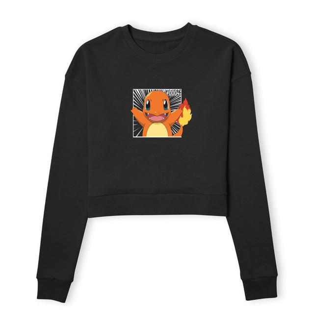 Pokémon Pokédex Charmander #0004 Mujer Cropped Sudadera - Negro - S on Productcaster.