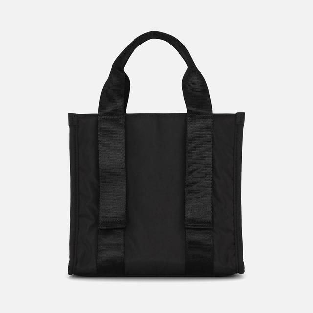 Ganni Tech Small Recycled Canvas Tote Bag Black on Productcaster.