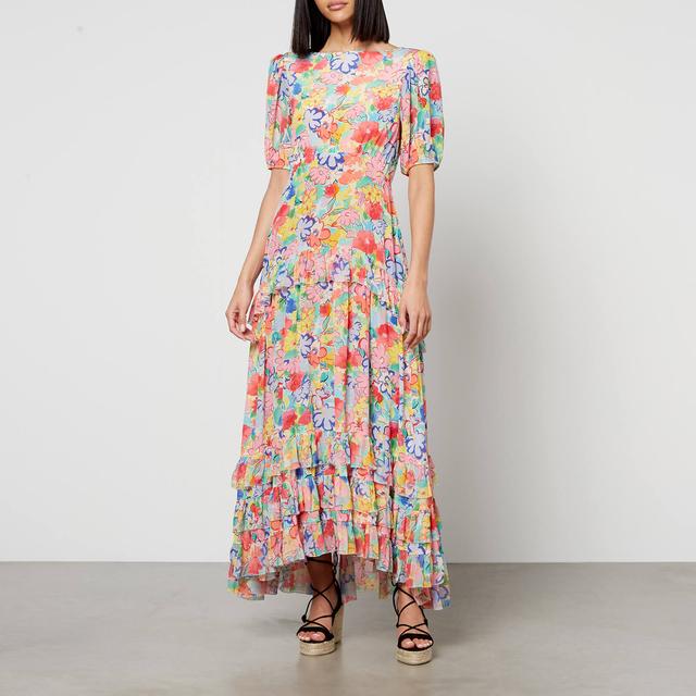 Rixo Shireen Floral-Print Silk-Chiffon Midi Dress - UK 14 on Productcaster.