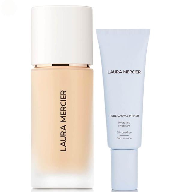 Laura Mercier Real Flawless Foundation and Pure Canvas Hydrating Primer Bundle (Various Shades) - 0W1 Satin on Productcaster.