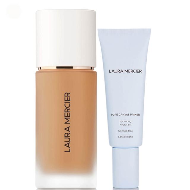 Laura Mercier Real Flawless Foundation and Pure Canvas Hydrating Primer Bundle (Various Shades) - 4W1 Suntan on Productcaster.