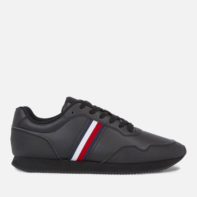 Tommy Hilfiger Men's Leather Running Style Trainers - Triple Black - UK 9 on Productcaster.