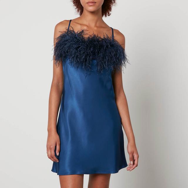 Sleeper Boheme Feather-Trimmed Satin Mini Dress - S on Productcaster.