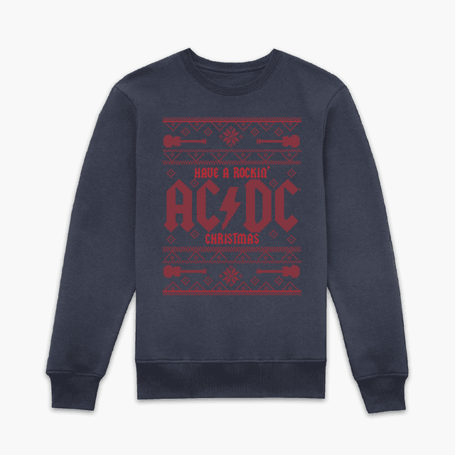 AC/DC Have A Rockin' Christmas (red) Sweatshirt - Navy - L on Productcaster.