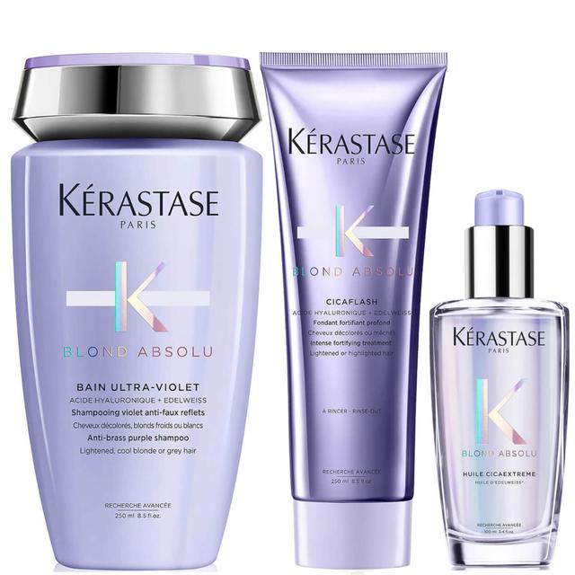 Kérastase Blond Absolu Ultraviolet Shampoo, Conditioner and Oil Trio for Brightening Blonde Hair on Productcaster.