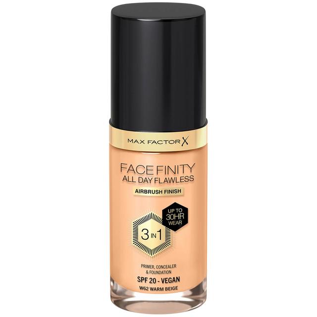 Max Factor Facefinity All Day Flawless 3 in 1 Vegan Foundation 30ml (Various Shades) - W62 - WARM BEIGE on Productcaster.