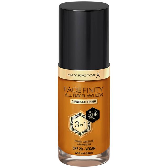 Max Factor Facefinity All Day Flawless 3 in 1 Vegan Foundation 30ml (Various Shades) - W95 - HAZELNUT on Productcaster.