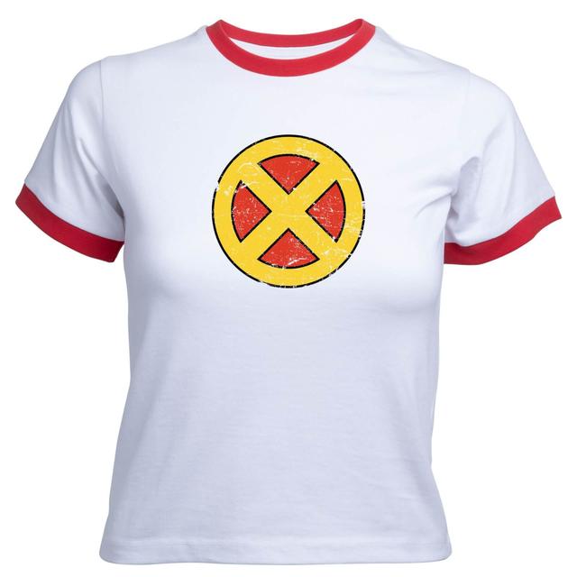 X-Men Emblem Women's Cropped Ringer T-Shirt - White Red - M on Productcaster.