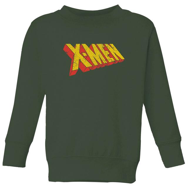 X-Men Retro Logo Kids' Sweatshirt - Green - 11-12 år on Productcaster.