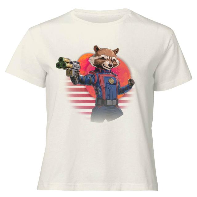 Guardians of the Galaxy Retro Rocket Raccoon Women's Cropped T-Shirt - Cream - XXL on Productcaster.