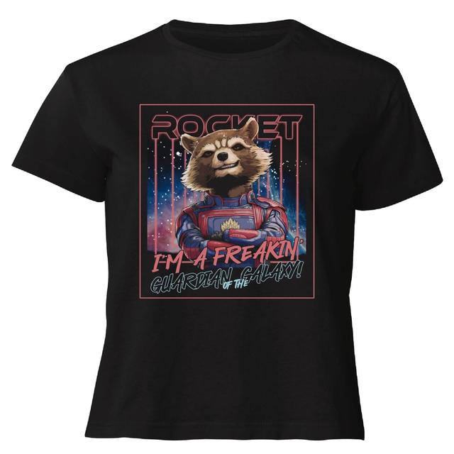 Guardians of the Galaxy Glowing Rocket Raccoon Women's Cropped T-Shirt - Black - M on Productcaster.