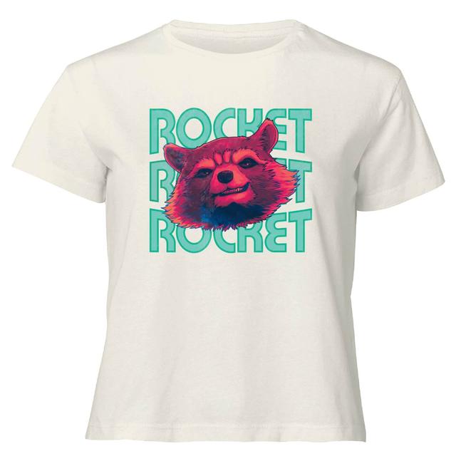 Guardians of the Galaxy Rocket Repeat Women's Cropped T-Shirt - Cream - L on Productcaster.