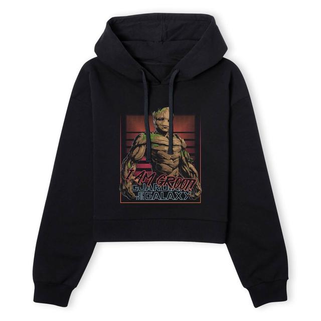 Guardians of the Galaxy I Am Retro Groot! Women's Cropped Hoodie - Black - XL on Productcaster.